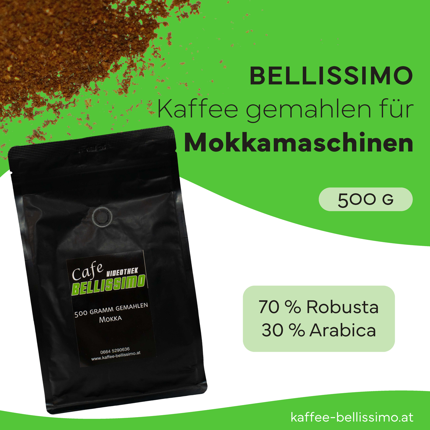 1kg gemahlener Kaffee für Mokka / Bialetti